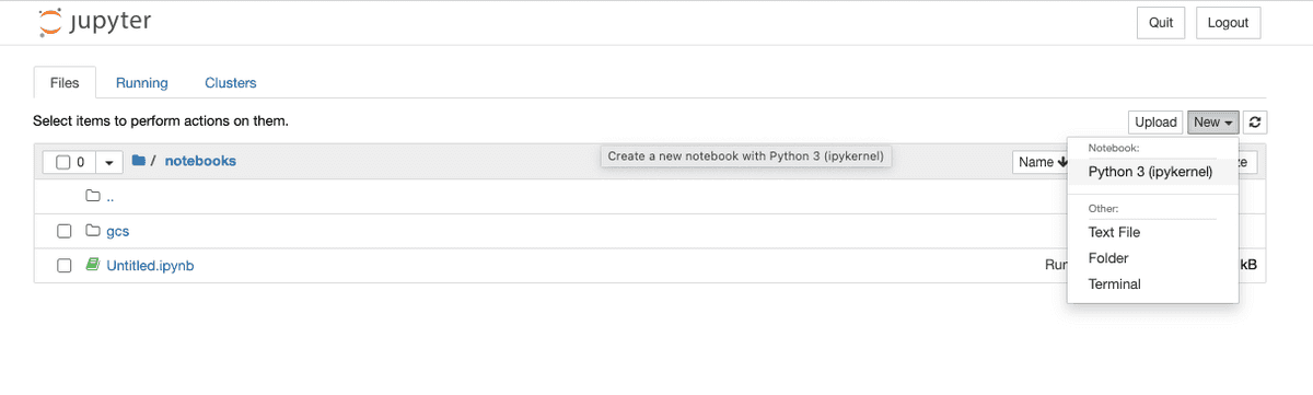 Jupyter create new notebook